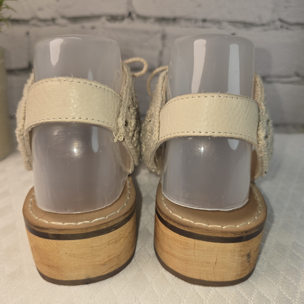 LATIGO SANDAL CROCHETED ANKLE STRAPS LEATHE TOE STRAP CREAM COLOR WOMENS 7 - Picture 3 of 9